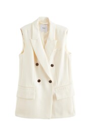 Ecru Longline Sleeveless Double Breasted Blazer - Image 7 of 7