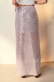 Lilac Purple Sequin Midi Skirt - Image 3 of 6