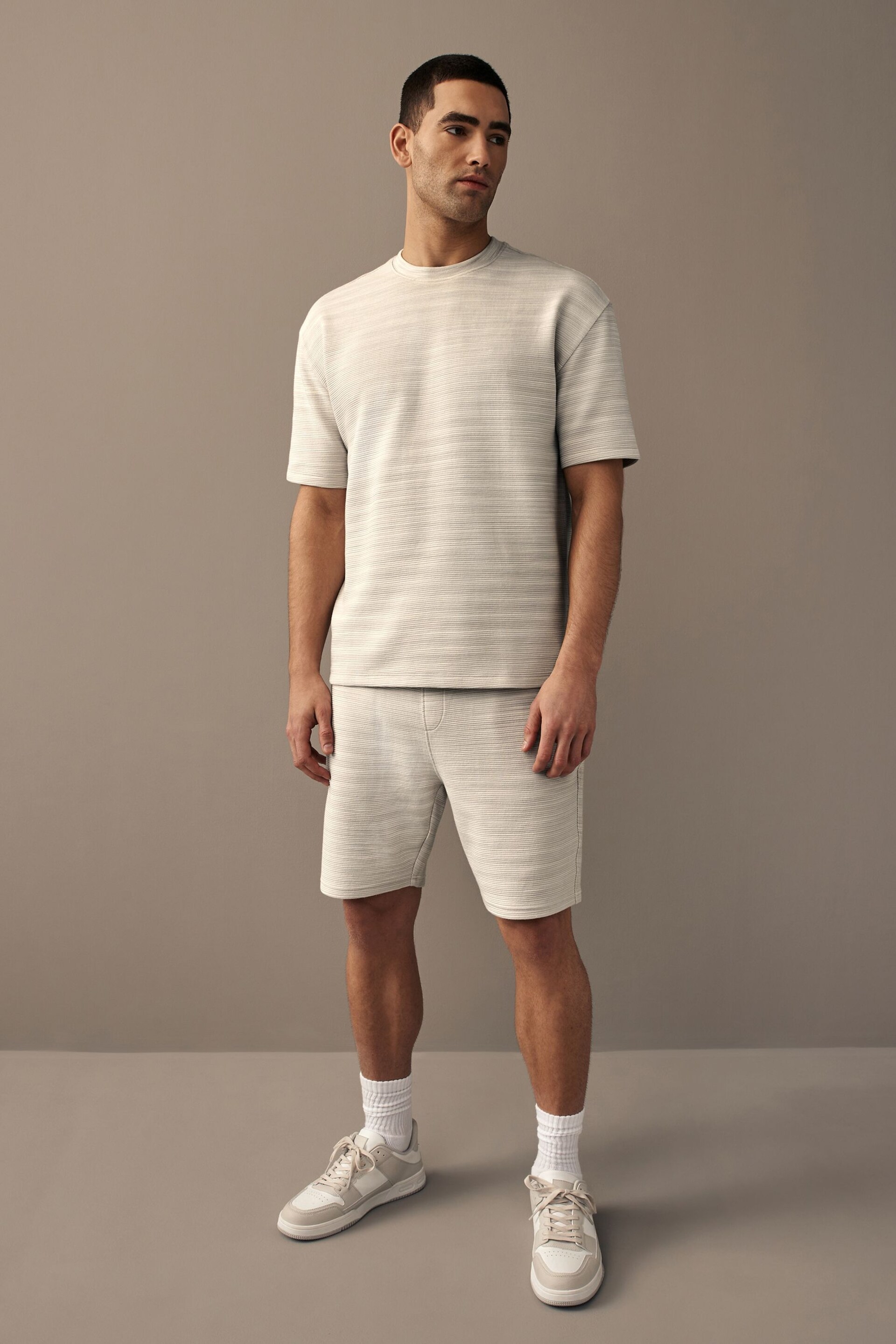 Grey Textured Zip Pocket Jersey Shorts - Image 2 of 9