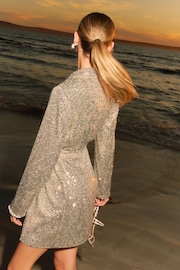 Silver Sequin Blazer Dress - Image 3 of 7