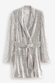 Silver Sequin Blazer Dress - Image 6 of 7
