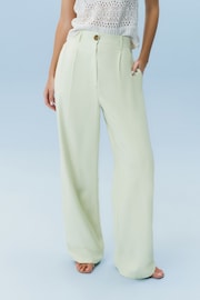 Mint Green Elasticated Back Wide Leg Trousers - Image 2 of 6