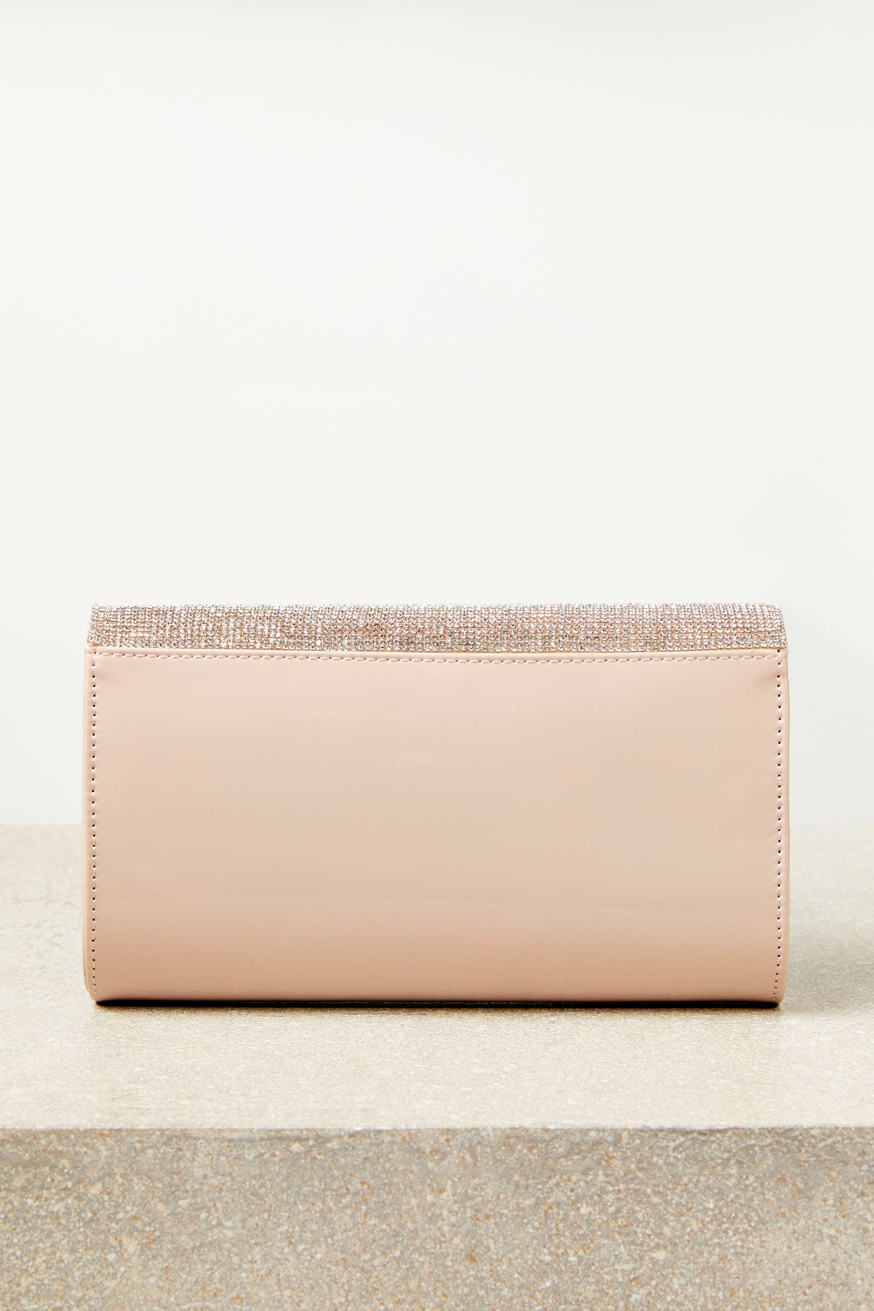 Buy Lipsy Nude Pink Diamonte Asymmetric Foldover Chain Clutch Bag from Next United Arab Emirates