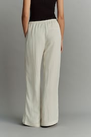 Ecru Drawstring Tencel Wide Leg Trousers - Image 3 of 7