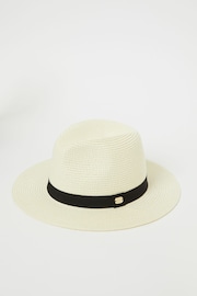Lipsy Neutral/Black Straw Fedora Hat - Image 2 of 3