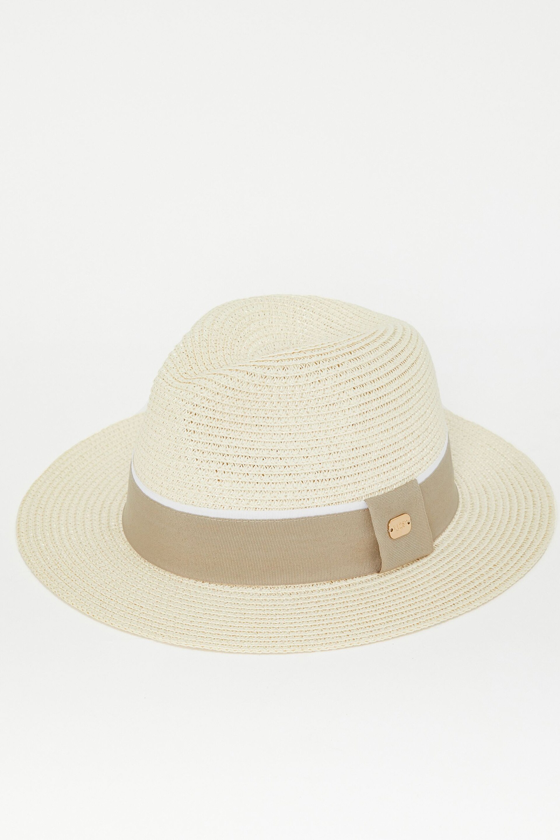 Lipsy Taupe Brown Neutral Straw Fedora Hat - Image 4 of 4