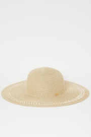 Lipsy Gold Oversized Straw Floppy Hat - Image 4 of 4