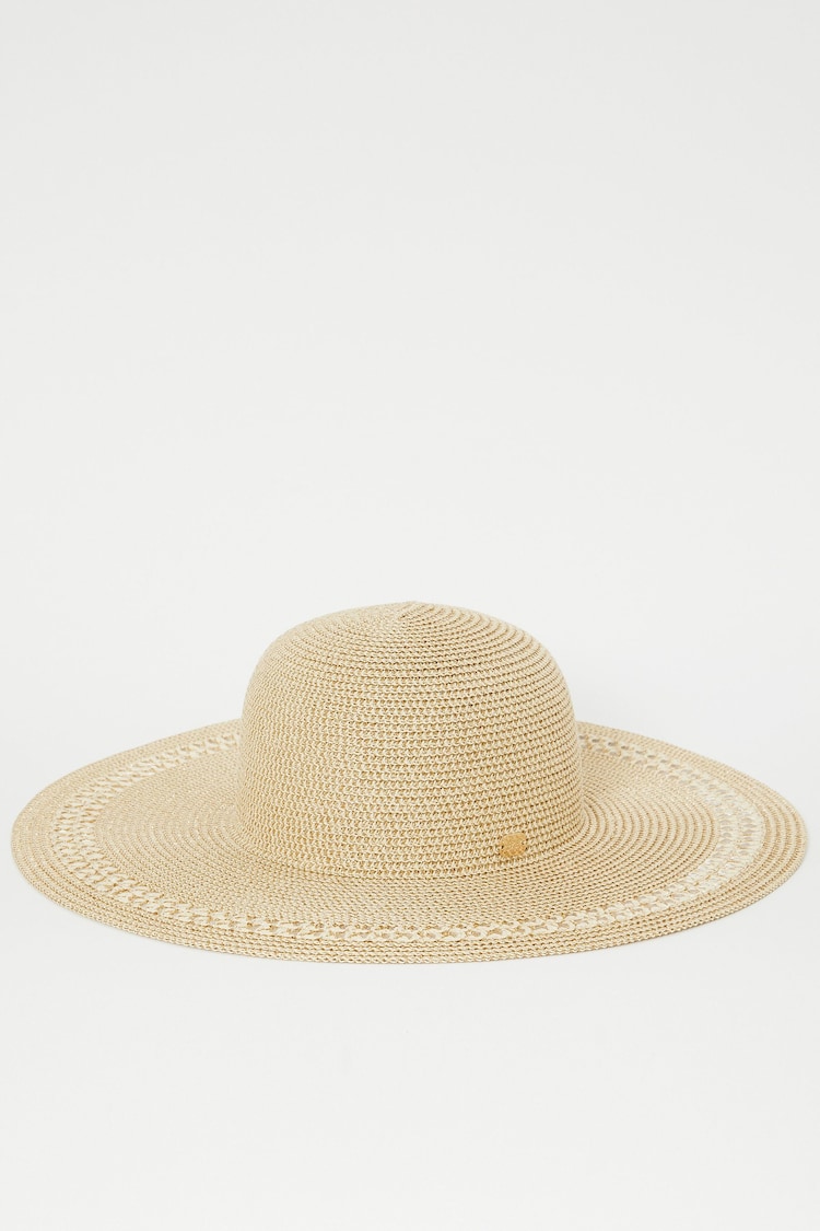 Lipsy Gold Oversized Straw Floppy Hat - Image 4 of 4