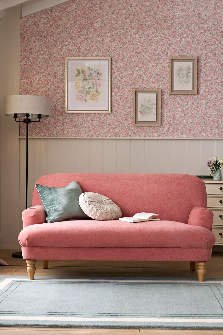 Laura Ashley Baron Chenille Old Rose Pink Sofa - Image 1 of 7