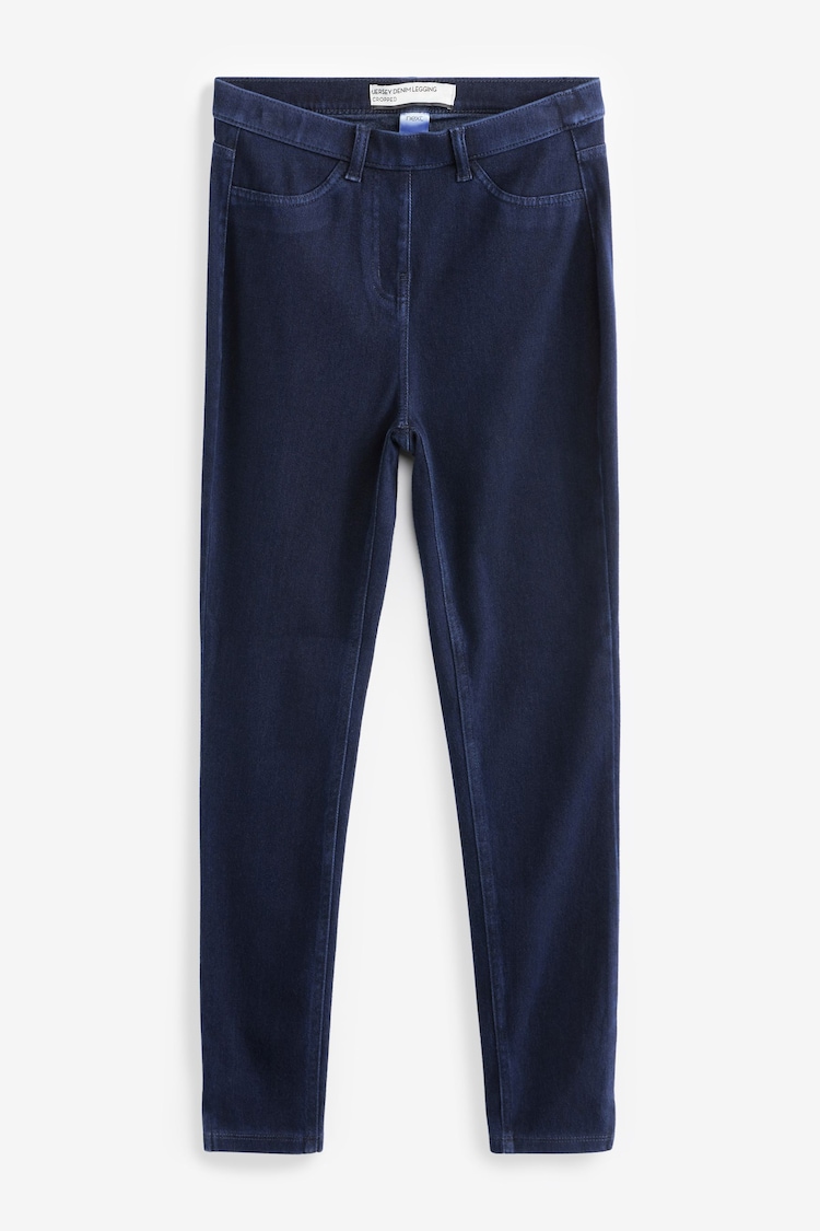 Blue Rinse Cropped Denim Jersey Leggings - Image 6 of 6