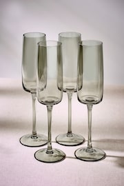 Set of 4 Smoke Grey Angular Champagne Flutes - Image 3 of 5