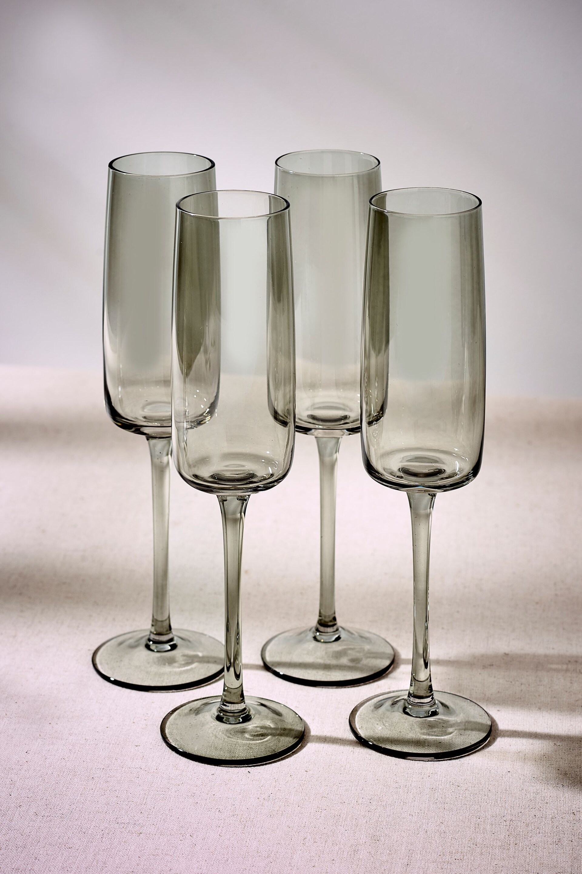 Set of 4 Smoke Grey Angular Champagne Flutes - Image 3 of 5