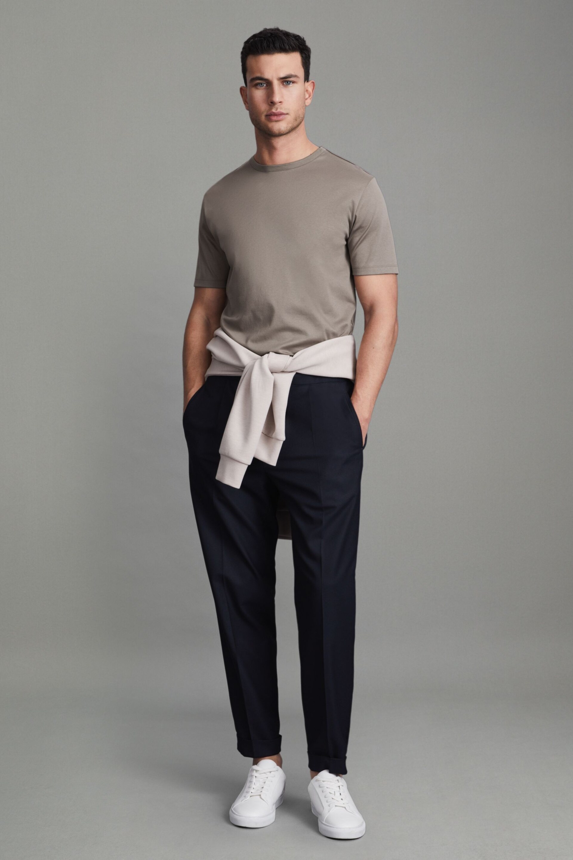 Reiss Cinder Day Mercerised Cotton Crew Neck T-Shirt - Image 3 of 5