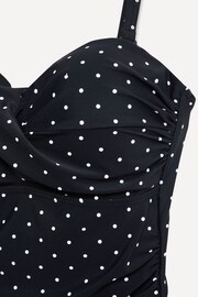 Linzi Black & White Spot Capri Bandeau Soft Cupped Tummy Control Swimsuit With Detachable Straps - Image 5 of 5