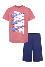 Nike Blue Dri-Fit T-Shirt And Shorts Set - Image 1 of 2