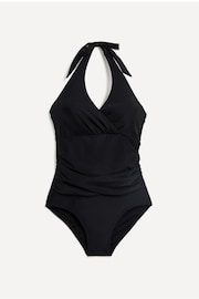 Linzi Black Paros Halterneck Tummy Control Ruched Swimsuit - Image 3 of 6