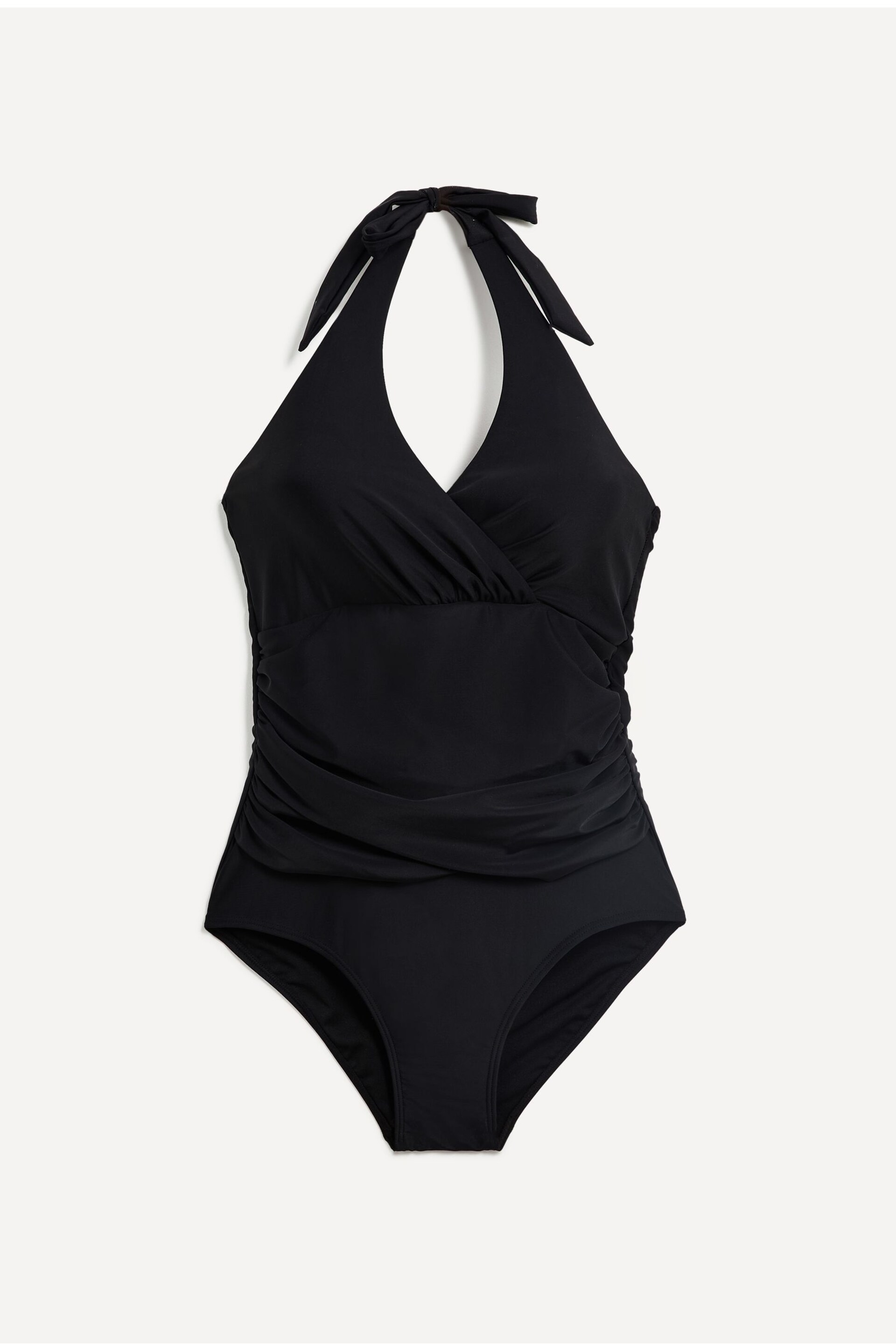 Linzi Black Paros Halterneck Tummy Control Ruched Swimsuit - Image 3 of 6