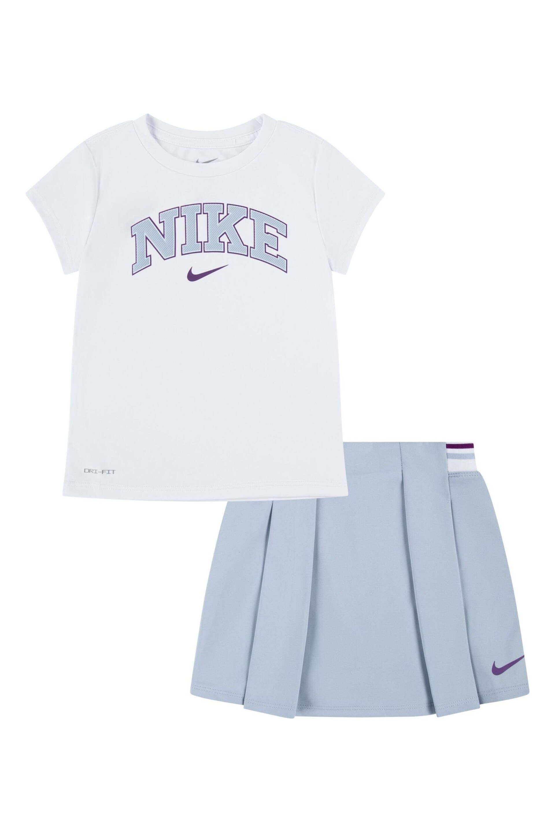Nike Blue Little Kids Prep In Your Step T-Shirt and Skort Set - Image 1 of 2