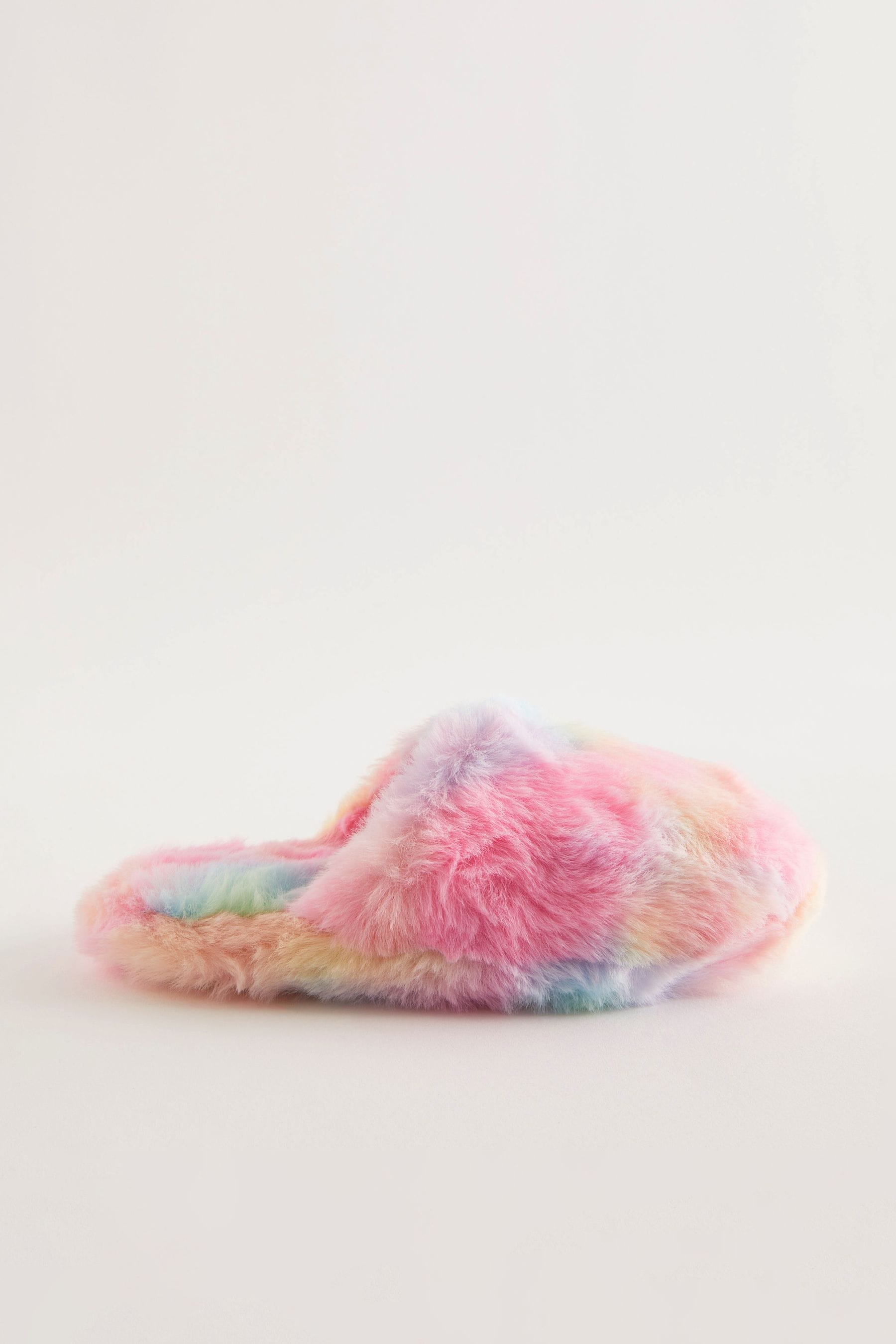 Rainbow fur slippers best sale