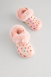 Marble Pink Faux Fur Lined Clog Slippers - Image 1 of 5