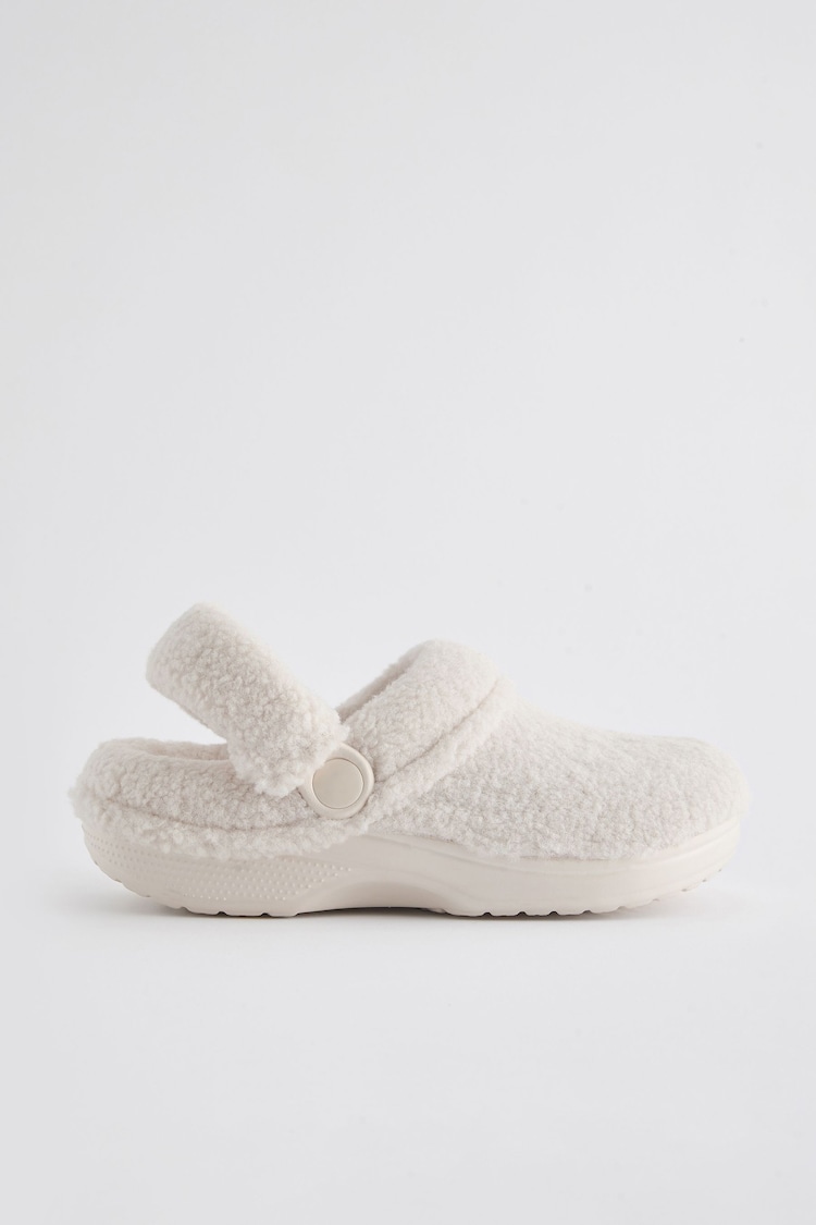 White Neutral Borg Clog Slippers - Image 2 of 5