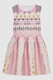 Reiss Pink Lana Junior Scuba Floral Print Dress - Image 2 of 6