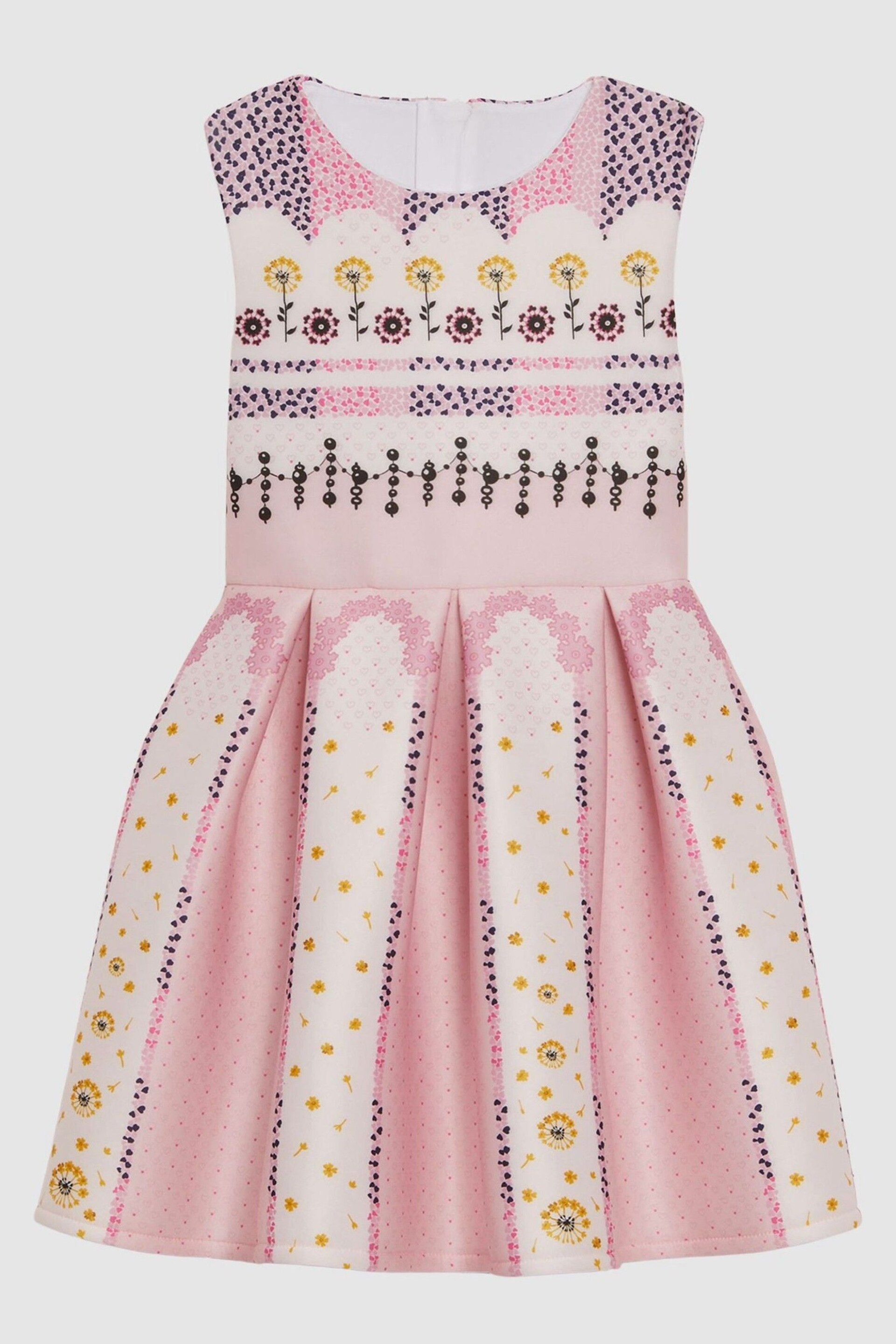 Reiss Pink Lana Junior Scuba Floral Print Dress - Image 2 of 6