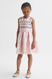 Reiss Pink Lana Junior Scuba Floral Print Dress - Image 3 of 6