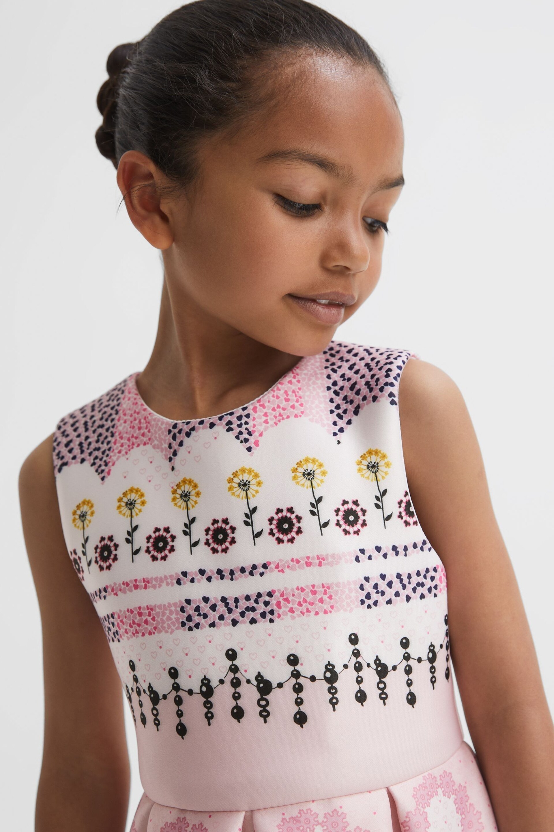 Reiss Pink Lana Junior Scuba Floral Print Dress - Image 4 of 6