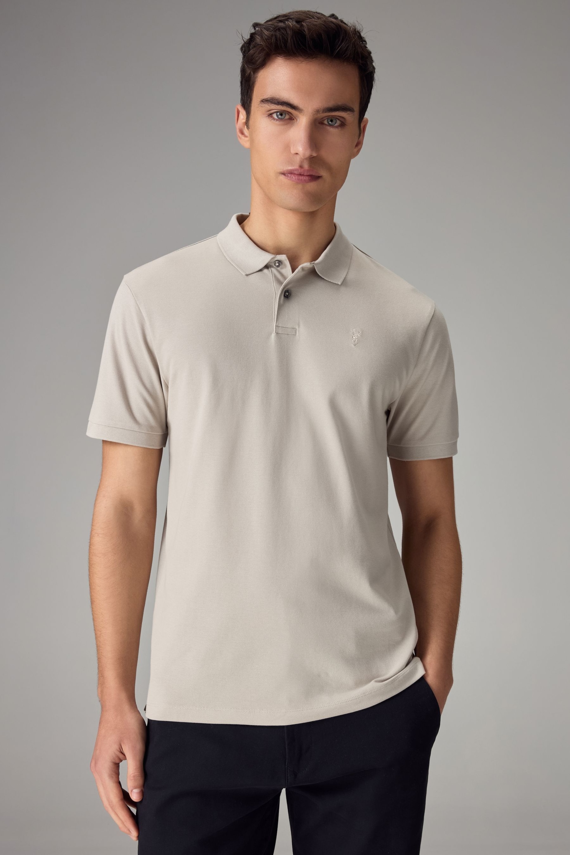 Neutral Slim Fit Short Sleeve Pique Polo Shirt - Image 1 of 5