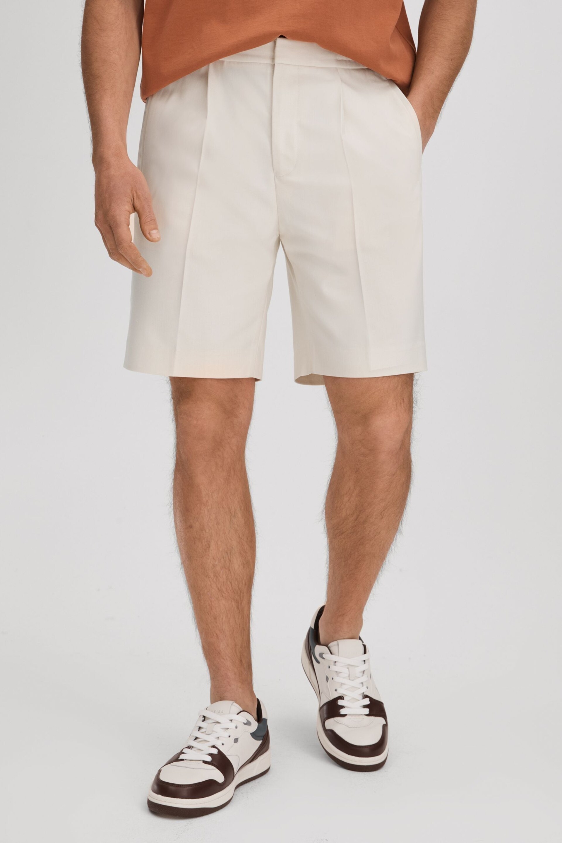 Reiss White Sussex Relaxed Drawstring Shorts - Image 1 of 6