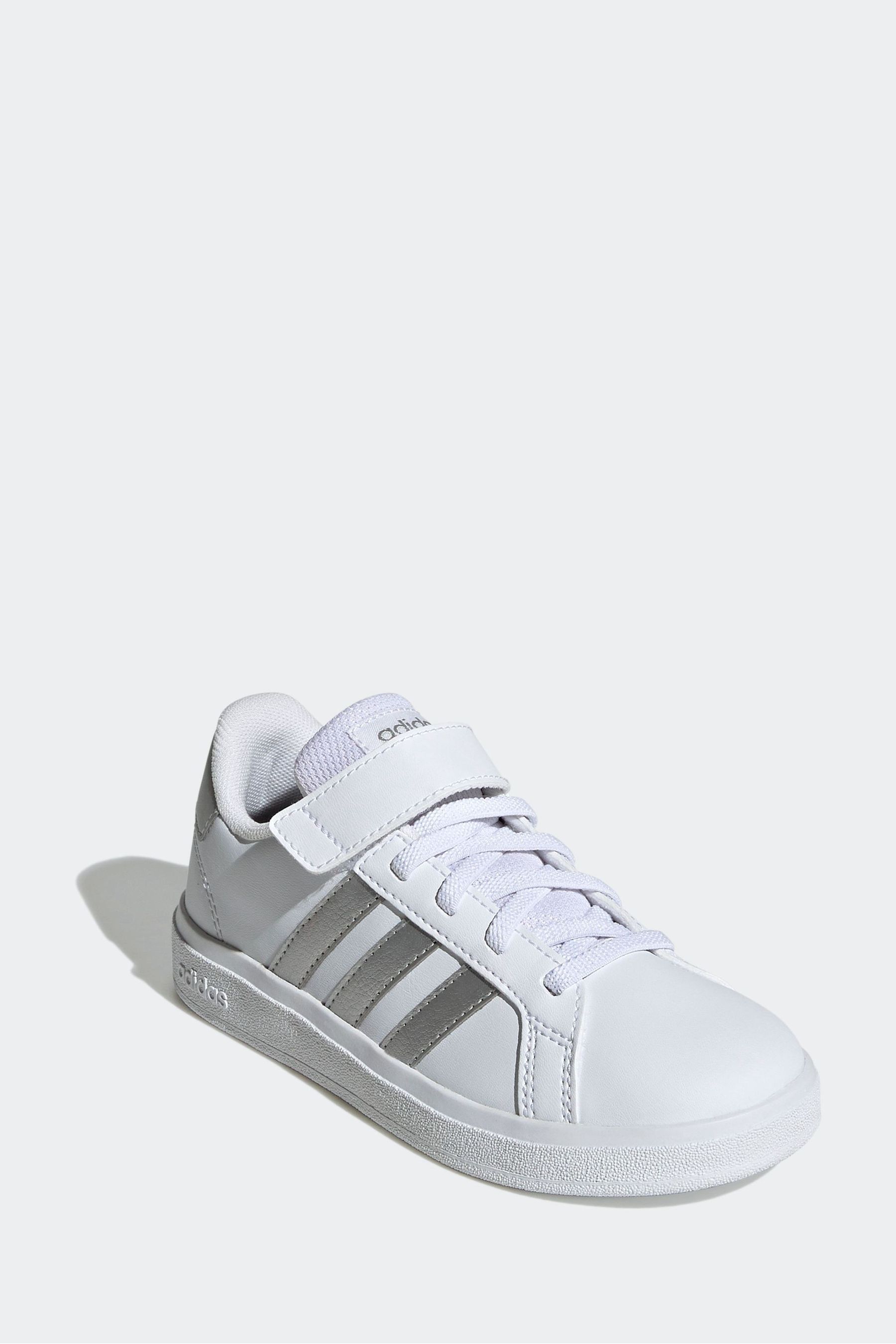 Buy adidas White Sportswear Kids Grand Court Elastic Lace and Top Strap Trainers from Next Luxembourg