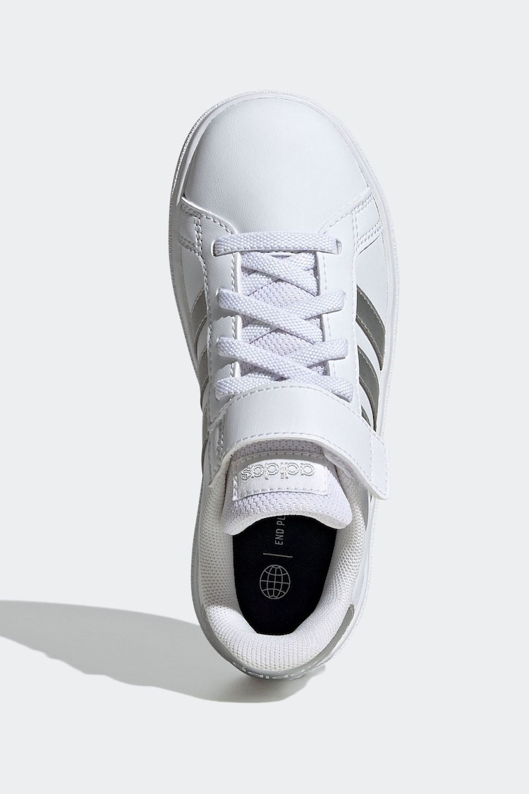 adidas White Sportswear Kids Grand Court Elastic Lace and Top Strap Trainers - Image 5 of 8
