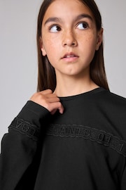 smALLSAINTS Black Girls Logo Lace Pleat Back Long Sleeve T-Shirt - Image 3 of 8