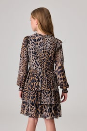 smALLSAINTS Leopard Print Antheia Long Sleeve Girls Dress - Image 3 of 5