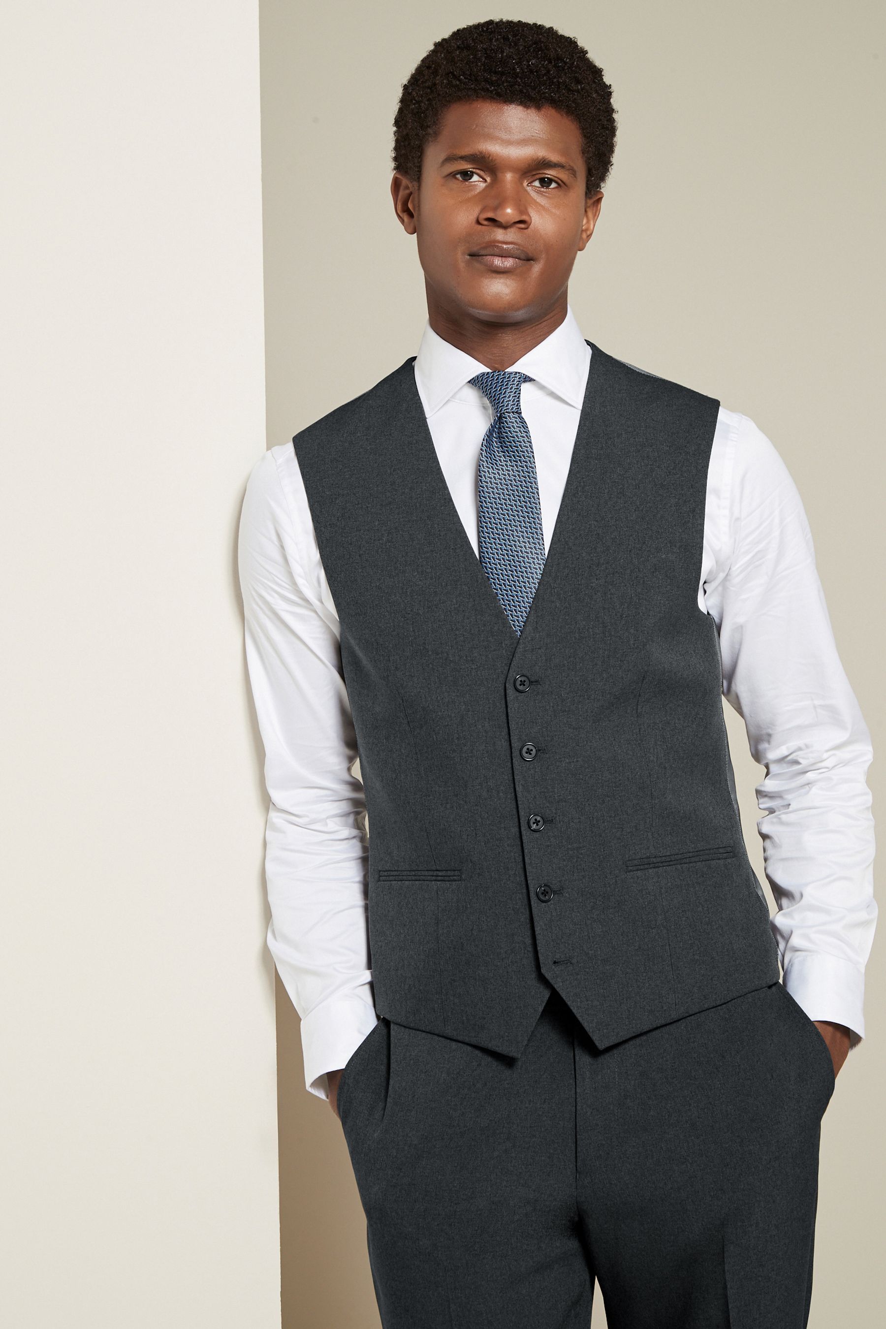 Charcoal Grey Regular Fit Essential Suit Waistcoat