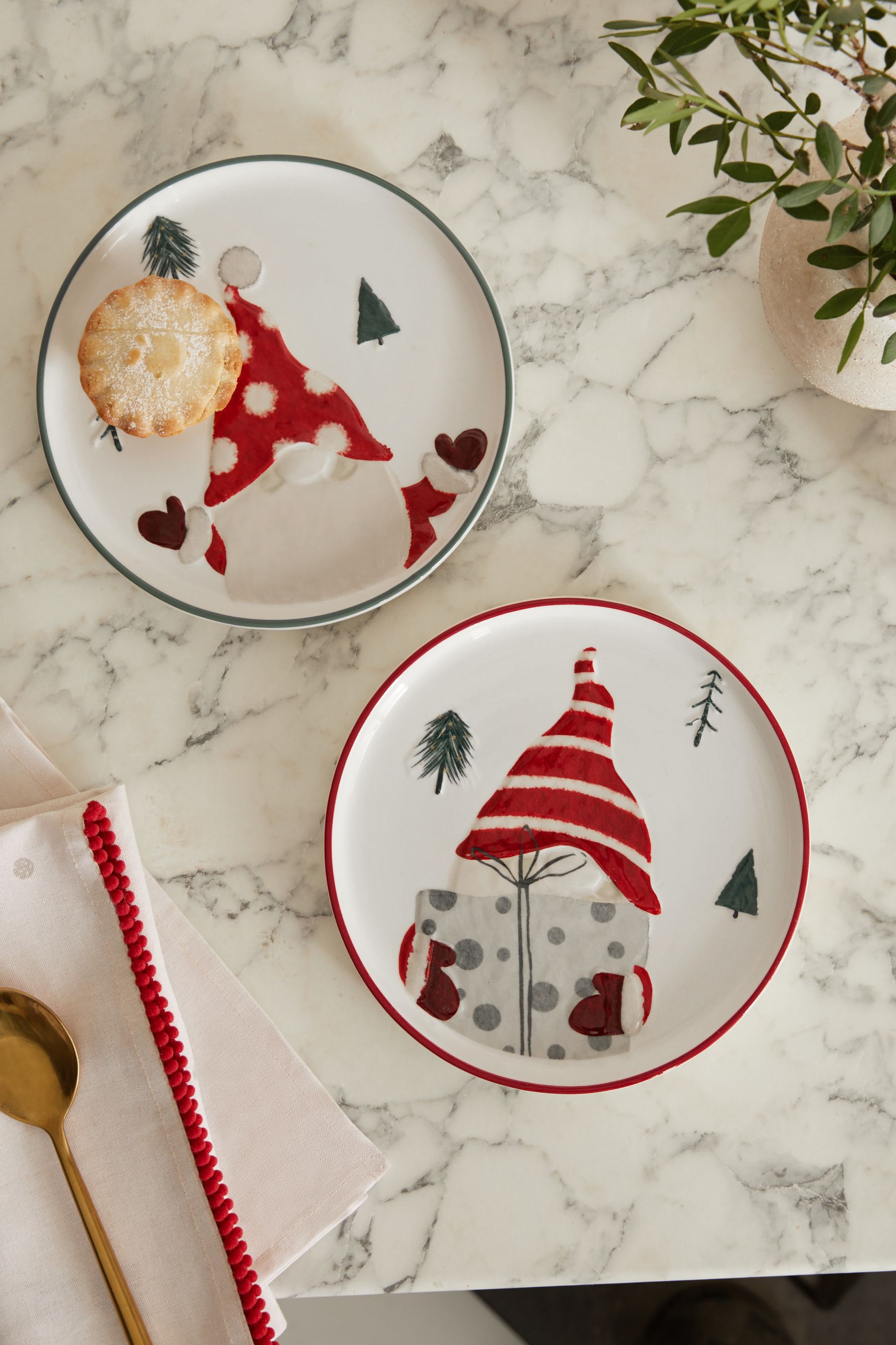 Buy Red and Green Christmas Gonk Side Plates Set of 2 from the Next UK online shop