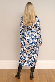 Society 8 Everlyn Blue Puzzle Print Satin Wrap Dress - Image 2 of 4