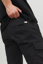 JACK & JONES Black Slim Leg Cuffed Cargo Trousers - Image 4 of 6