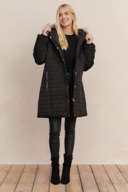 Society 8 Romy Black Quilted Faux Fur Puffer Coat - Image 2 of 6