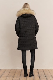 Society 8 Romy Black Quilted Faux Fur Puffer Coat - Image 3 of 6
