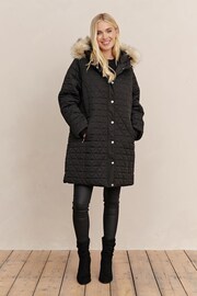 Society 8 Romy Black Quilted Faux Fur Puffer Coat - Image 4 of 6