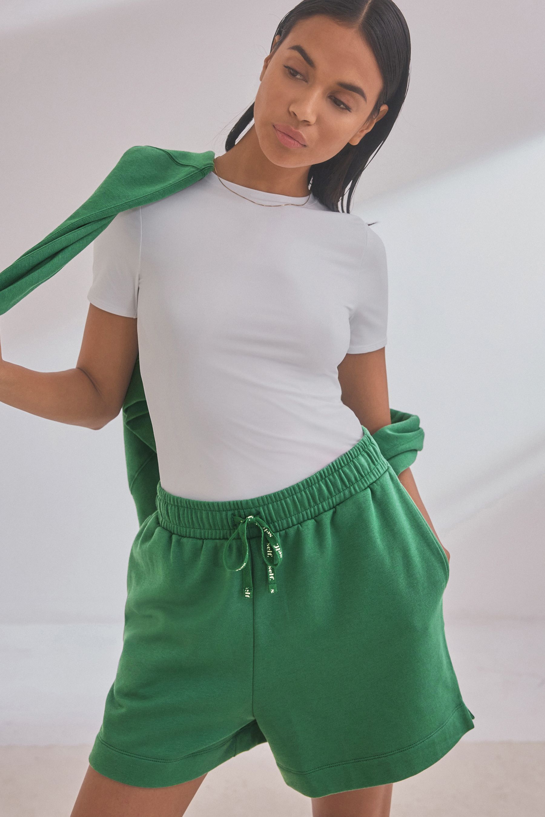 Green sweat shorts hotsell