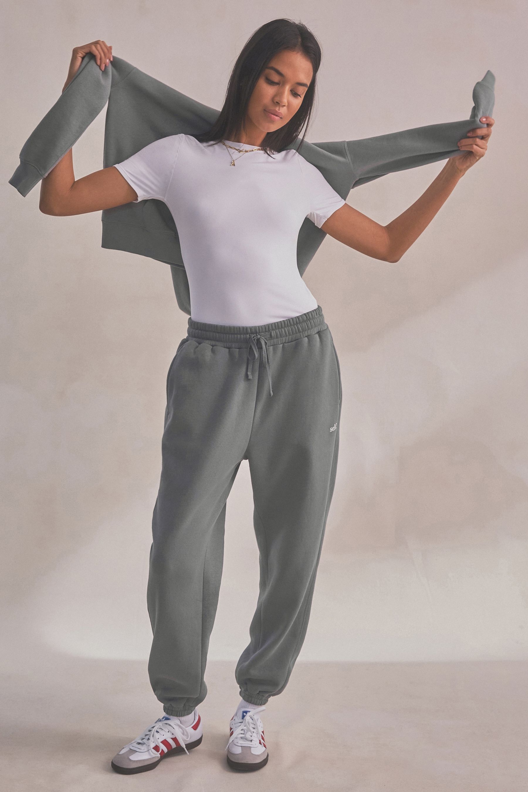 Grey joggers cuffed hotsell