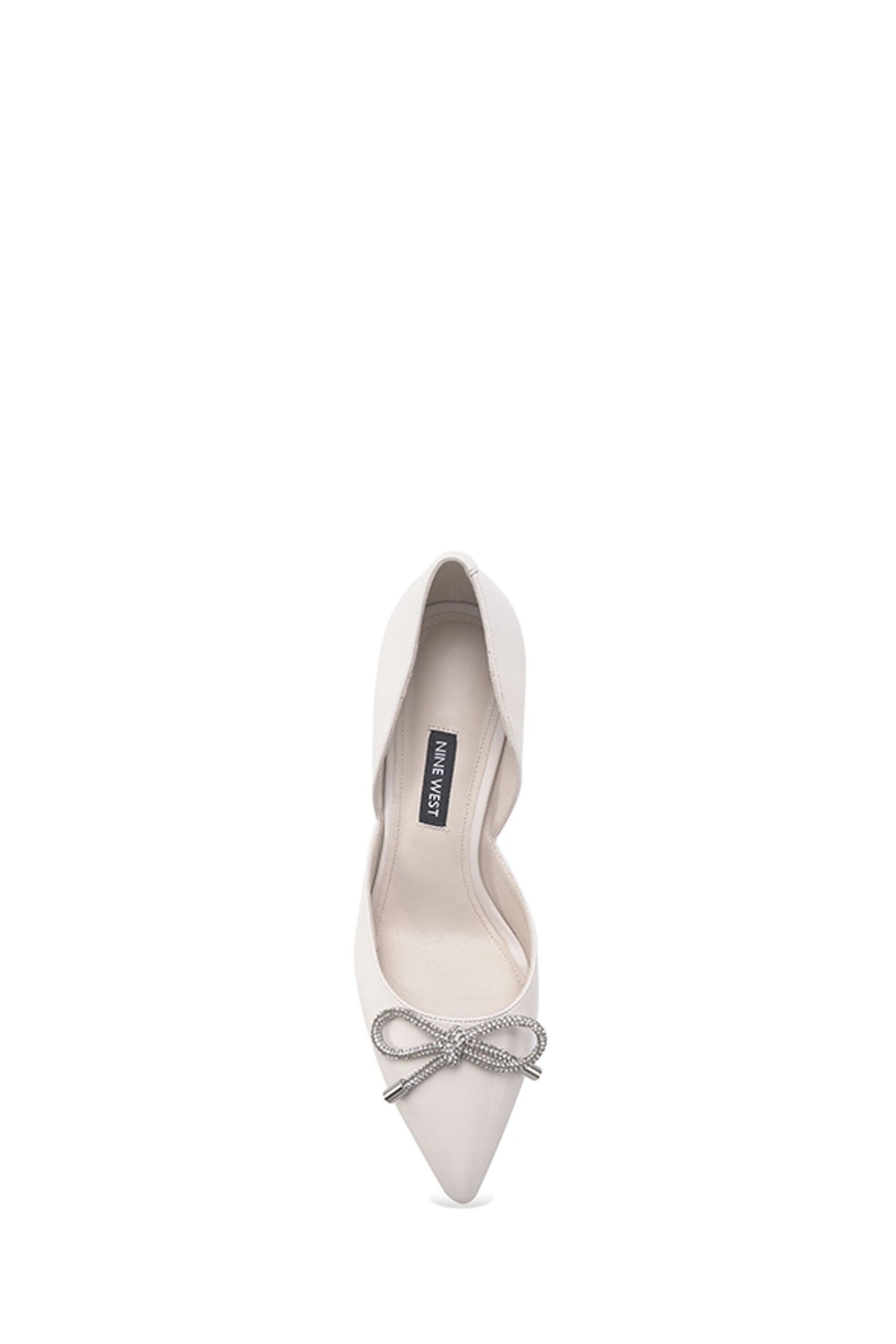 Nine West Womens 'Mangie' Spool Heel Evening White Shoes with Bow Detail - Image 2 of 2