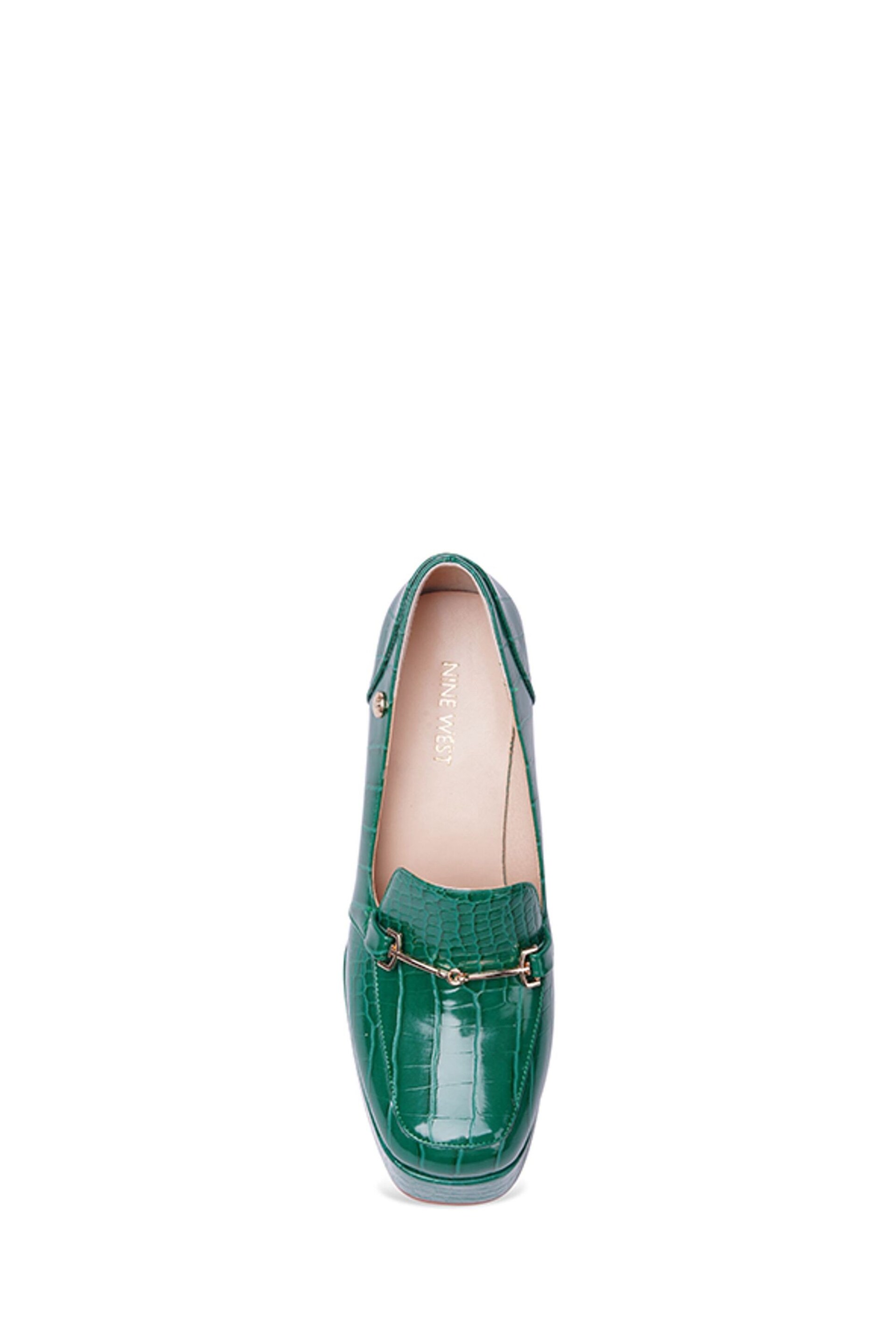 Nine West Womens Green 'Tamika' Croc Effect Block Heel Platform Loafers - Image 2 of 2