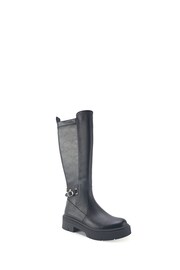 Nine West Womens 'Forlove' Flat Lug Sole Knee High Black Boots - Image 2 of 2