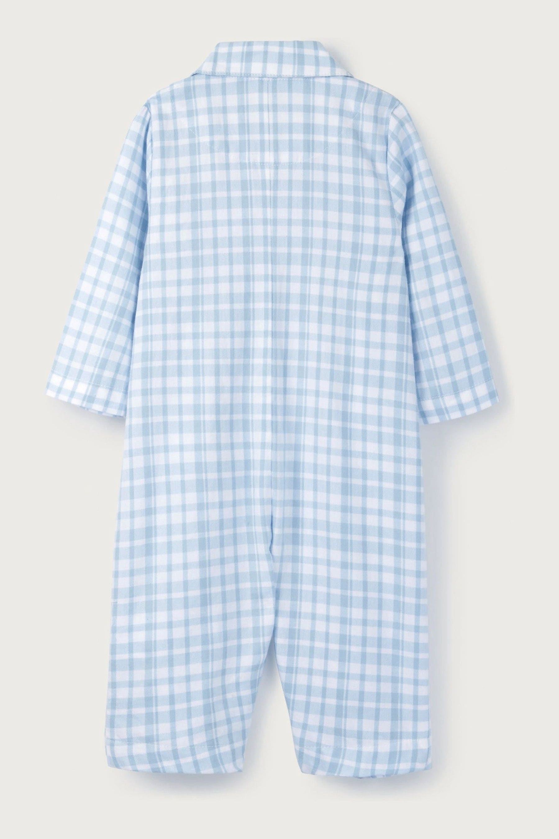 Buy The White Company Cotton Blue Gingham Sleepsuit With Bear from Next Luxembourg