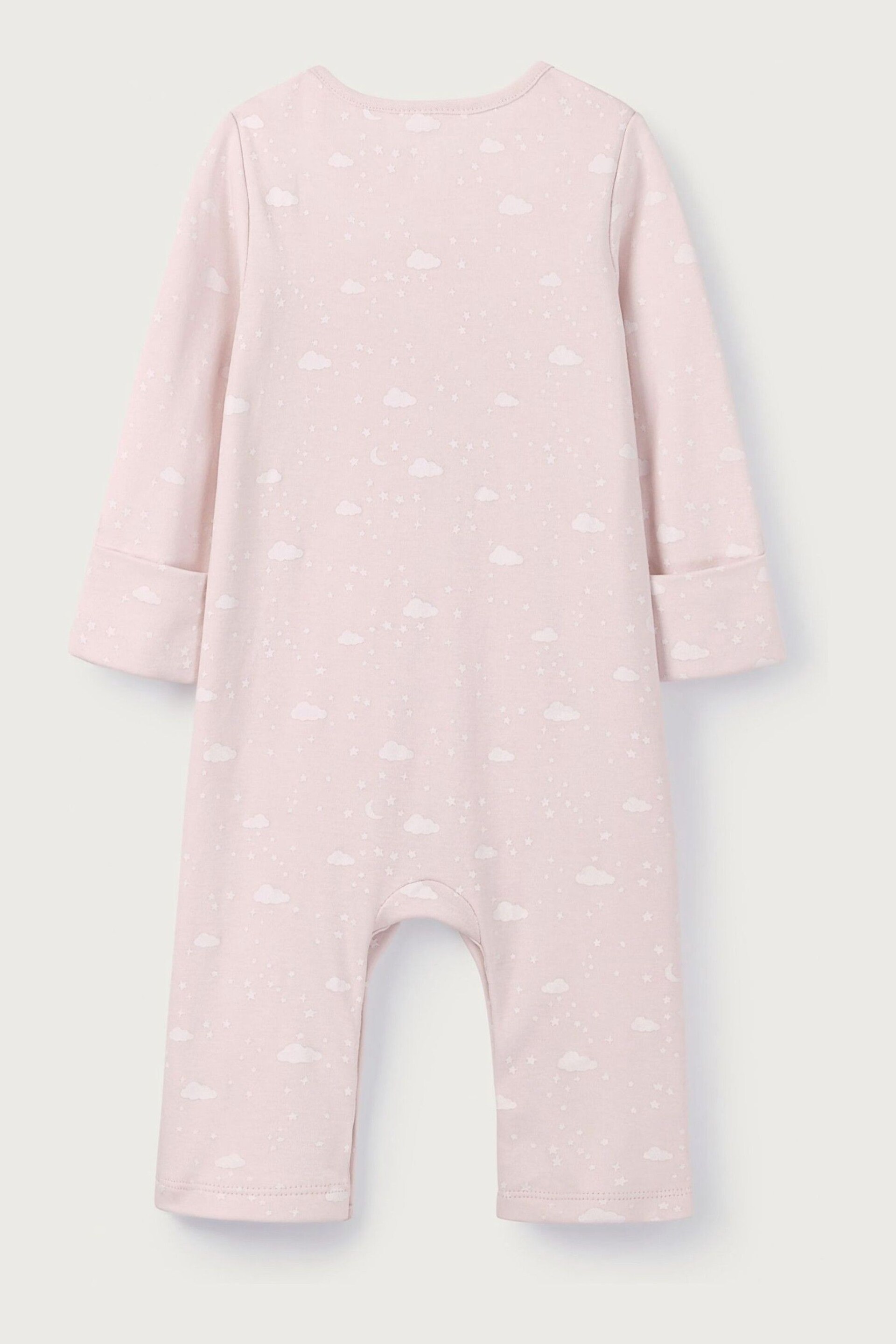The White Company Pink Cotton Cloud Print Sleepsuit - Image 5 of 5