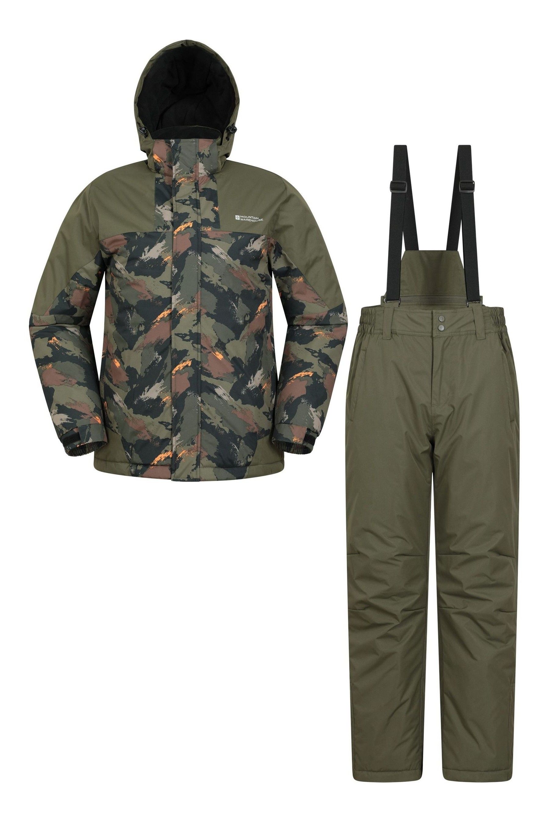 Buy Mountain Warehouse Dark Green Mens Water Resistant Printed Ski Jacket And Trousers Set from Next Luxembourg